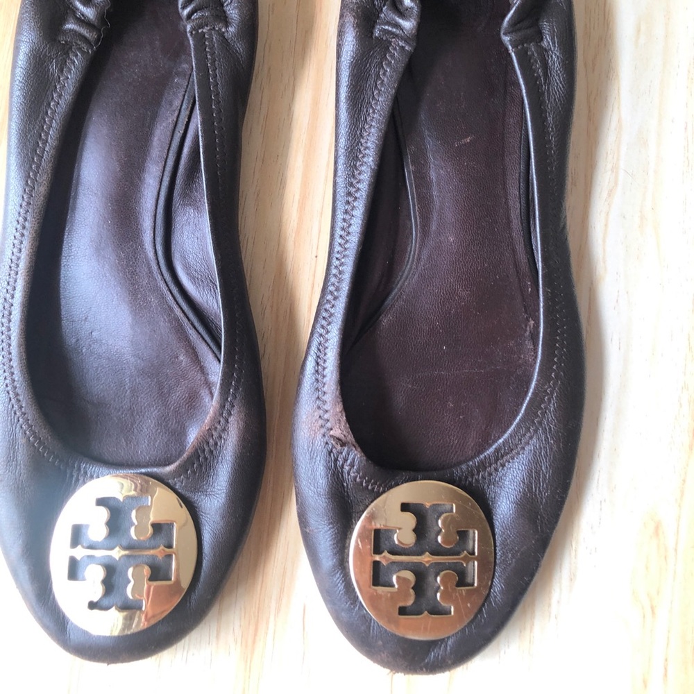 TORY BURCH FLATS - BROWN, lightly used, size 10